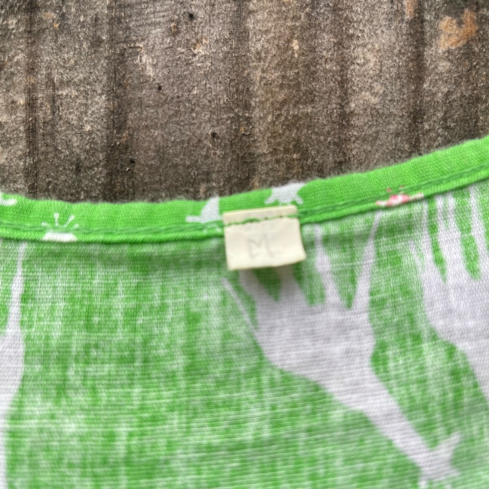Boutique Giraffe Dress Green with Pink Ruffle Trim Sz M - Picture 4 of 10